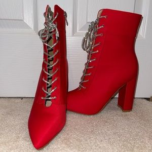 Azalea Wang diamanté tie up bootie